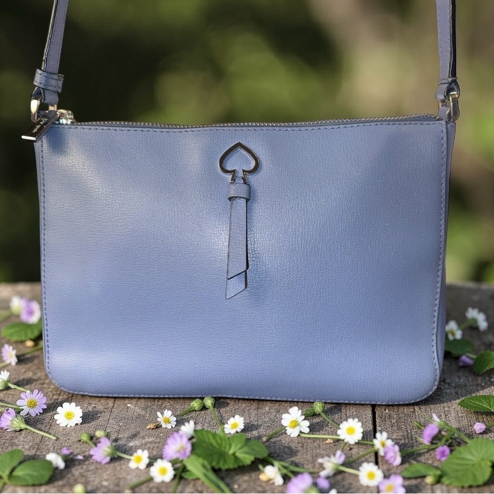 Kate Spade Adel Medium Top Zip Crossbody Shoulder Bag in Blueberry Cobbler 🫐🩵 - Picture 3 of 14